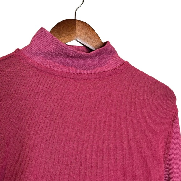 We The Free Sweater Maroon Knit Long Sleeve Mock Neck Ribbed Pullover Size Large - Picture 2 of 8